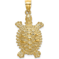 14K Yellow Gold Land Turtle Charm Pendant with Textured Detailing by Oro Pregiato