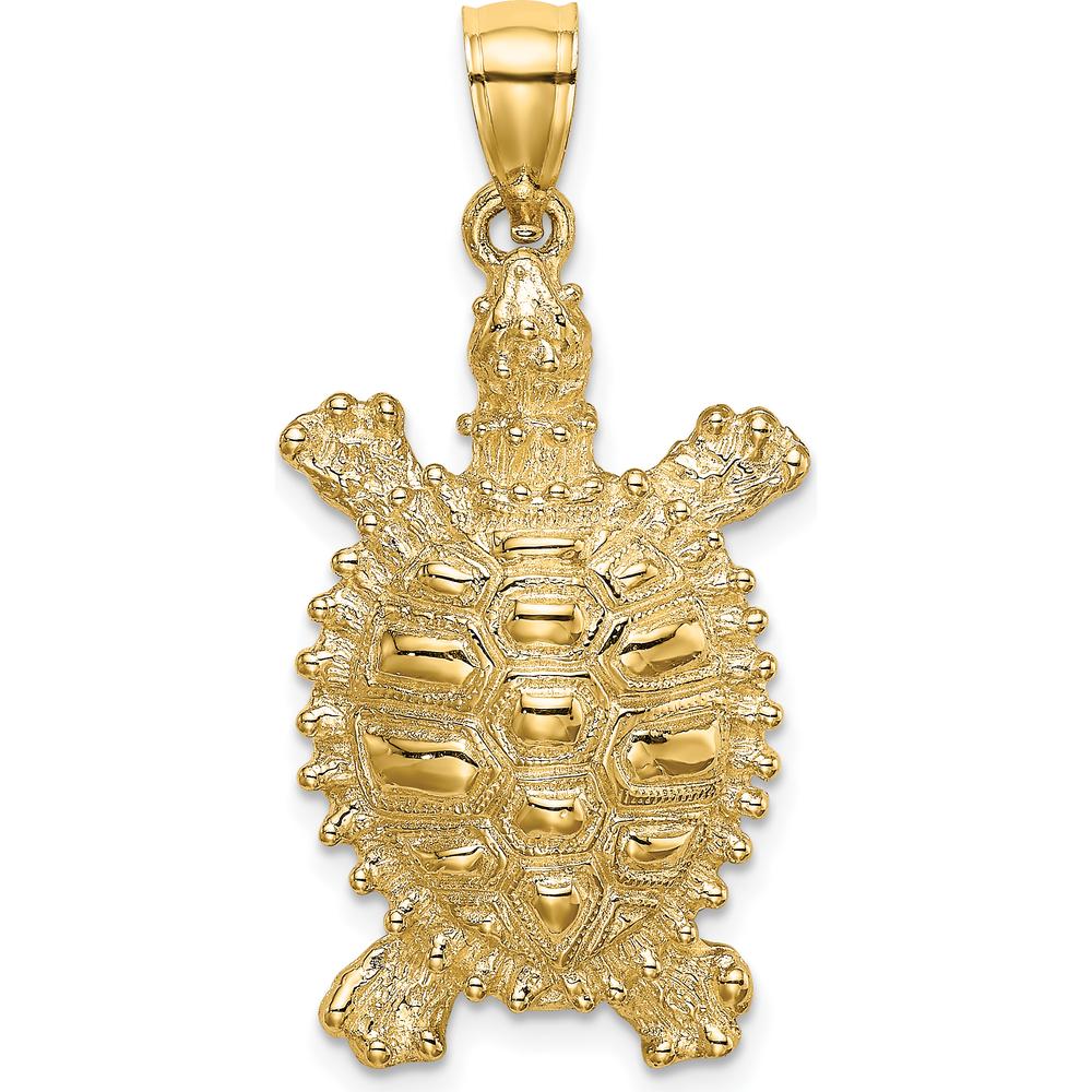 14K Yellow Gold Land Turtle Charm Pendant with Textured Detailing by Oro Pregiato