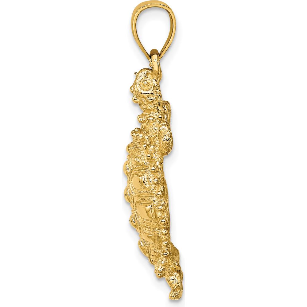 14K Yellow Gold Land Turtle Charm Pendant with Textured Detailing by Oro Pregiato