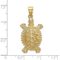 14K Yellow Gold Land Turtle Charm Pendant with Textured Detailing by Oro Pregiato