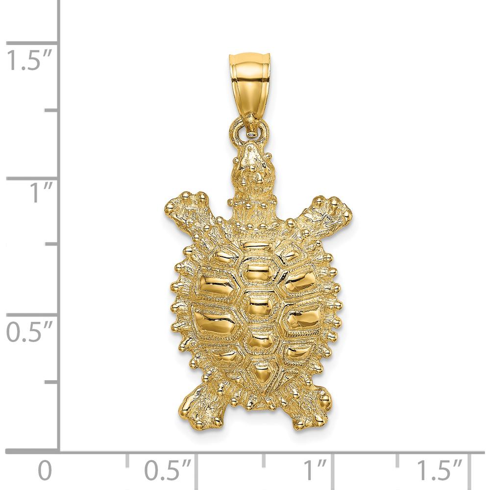 14K Yellow Gold Land Turtle Charm Pendant with Textured Detailing by Oro Pregiato