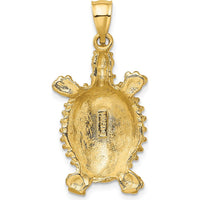 14K Yellow Gold Land Turtle Charm Pendant with Textured Detailing by Oro Pregiato
