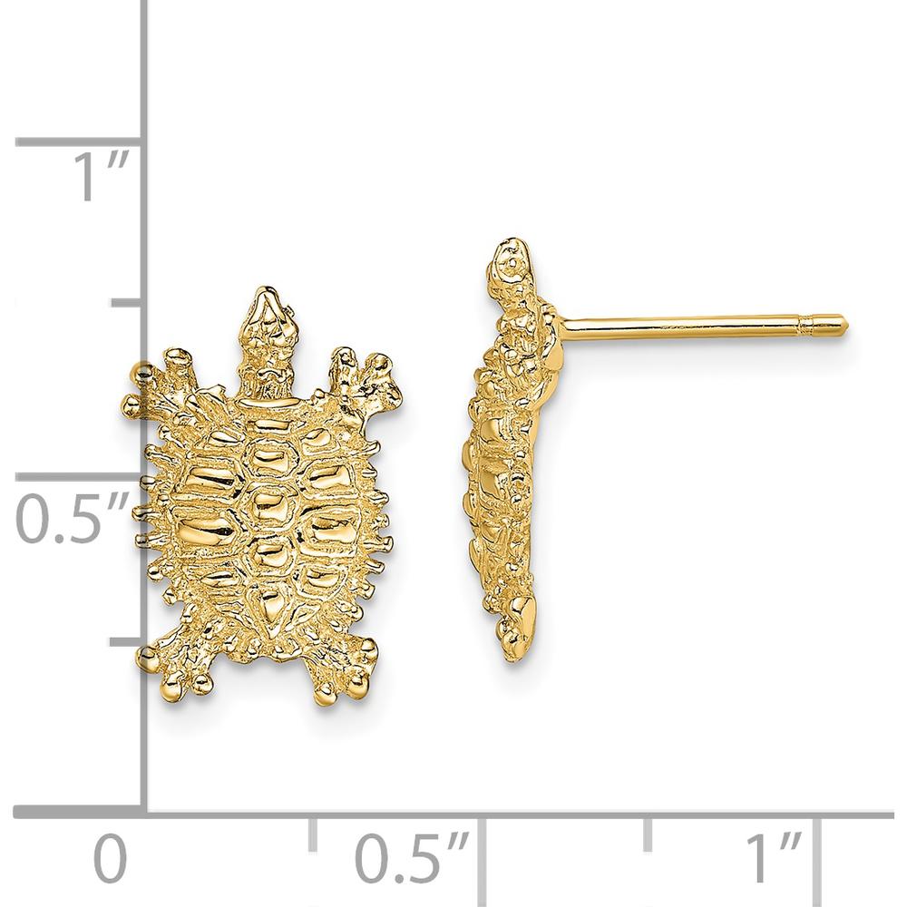 14K Yellow Gold Land Turtle Post Earrings - Unique Animal Inspired Design by 0