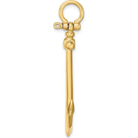 14K Yellow Gold Large 3D Anchor Pendant Charm - Polished Nautical Symbol of Strength and Devotion by Oro Pregiato