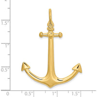 14K Yellow Gold Large 3D Anchor Pendant Charm - Polished Nautical Symbol of Strength and Devotion by Oro Pregiato