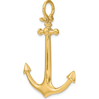 14K Yellow Gold Large 3D Anchor Pendant Charm - Polished Nautical Symbol of Strength and Devotion by Oro Pregiato