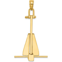 14K Yellow Gold Large 3D Anchor Pendant with Moveable Fins by Oro Pregiato