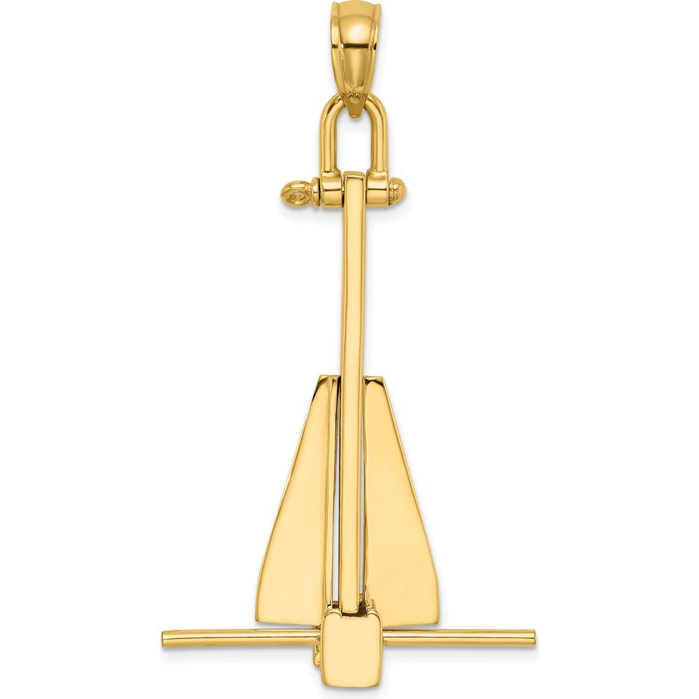 14K Yellow Gold Large 3D Anchor Pendant with Moveable Fins by Oro Pregiato