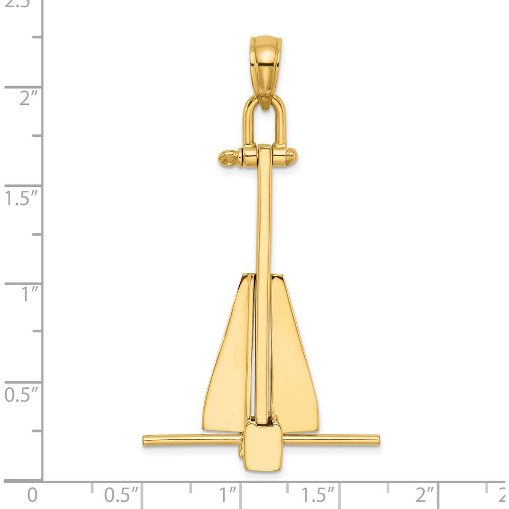 14K Yellow Gold Large 3D Anchor Pendant with Moveable Fins by Oro Pregiato