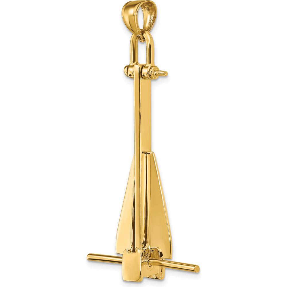 14K Yellow Gold Large 3D Anchor Pendant with Moveable Fins by Oro Pregiato