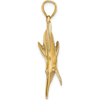 14K Yellow Gold Large 3D Blue Marlin Pendant with Polished and Satin Finish by Oro Pregiato