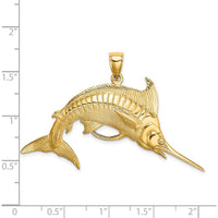 14K Yellow Gold Large 3D Blue Marlin Pendant with Polished and Satin Finish by Oro Pregiato