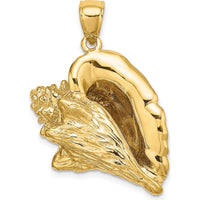 14K Yellow Gold Large 3D Conch Shell Pendant by Oro Pregiato
