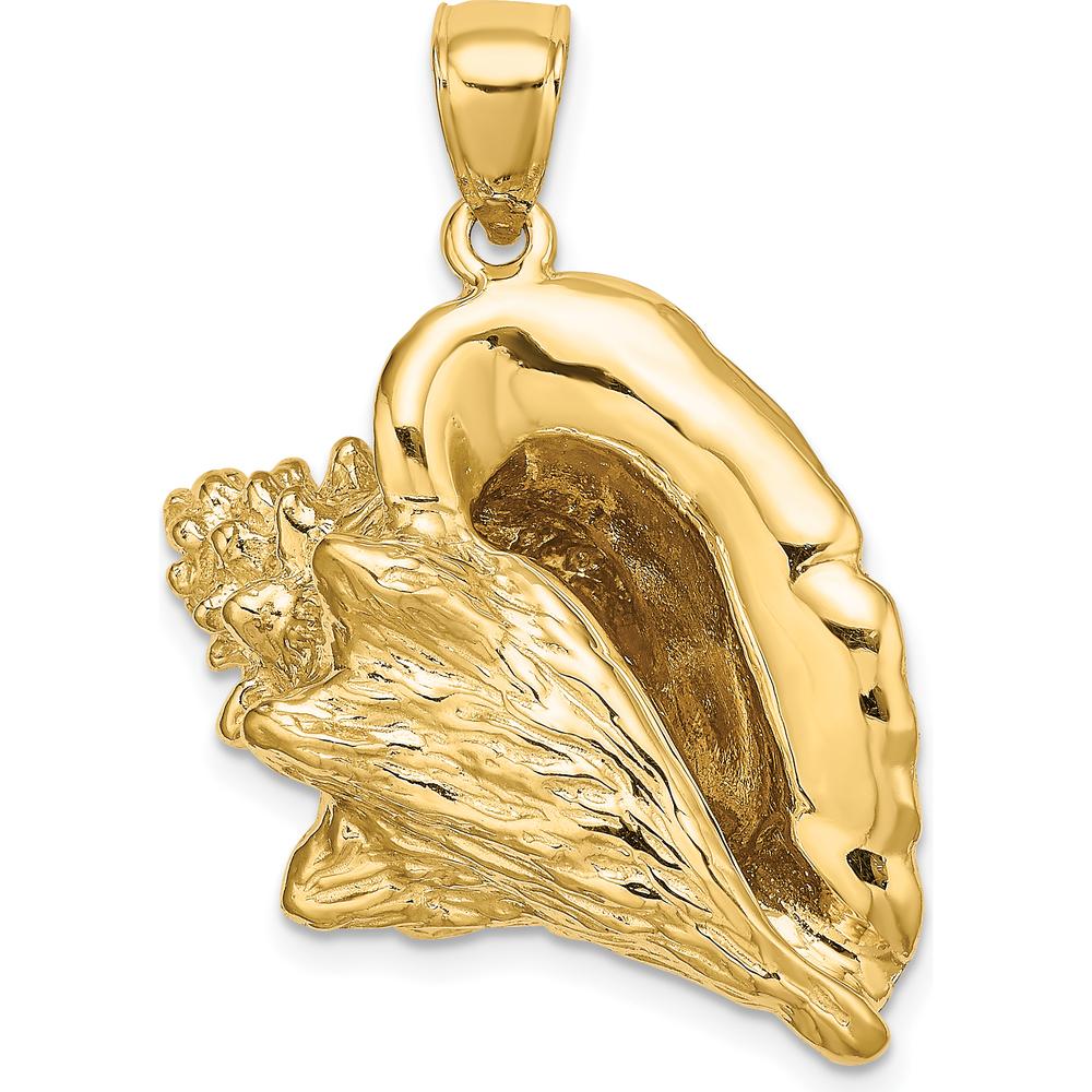 14K Yellow Gold Large 3D Conch Shell Pendant by Oro Pregiato