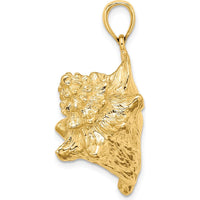 14K Yellow Gold Large 3D Conch Shell Pendant by Oro Pregiato