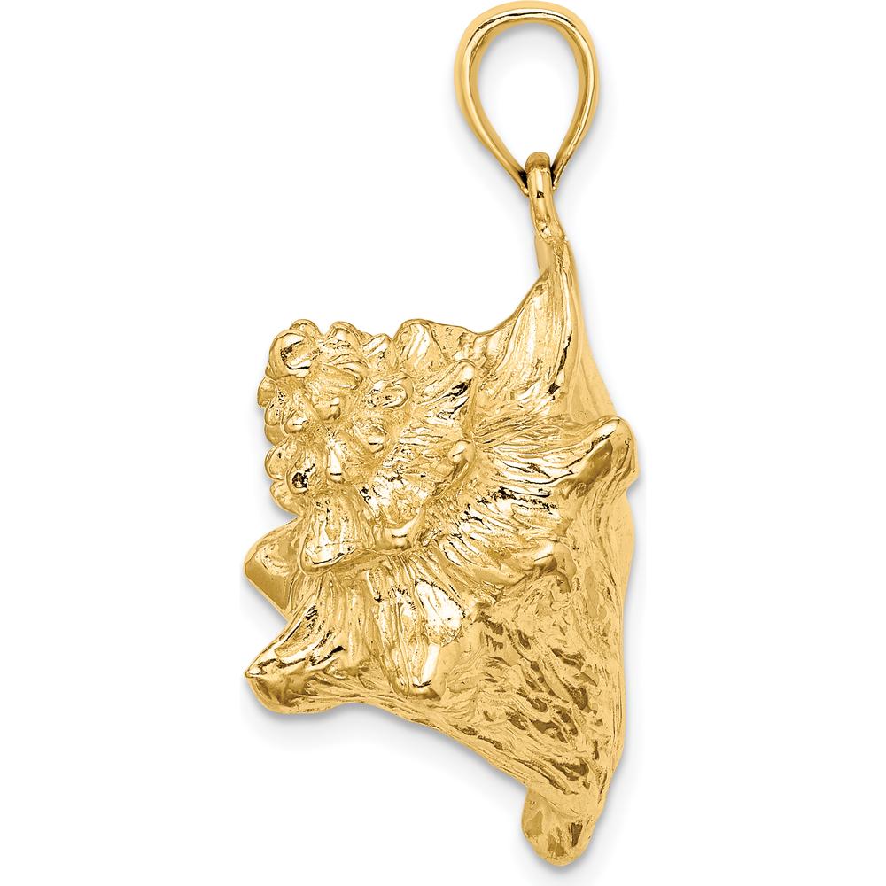 14K Yellow Gold Large 3D Conch Shell Pendant by Oro Pregiato