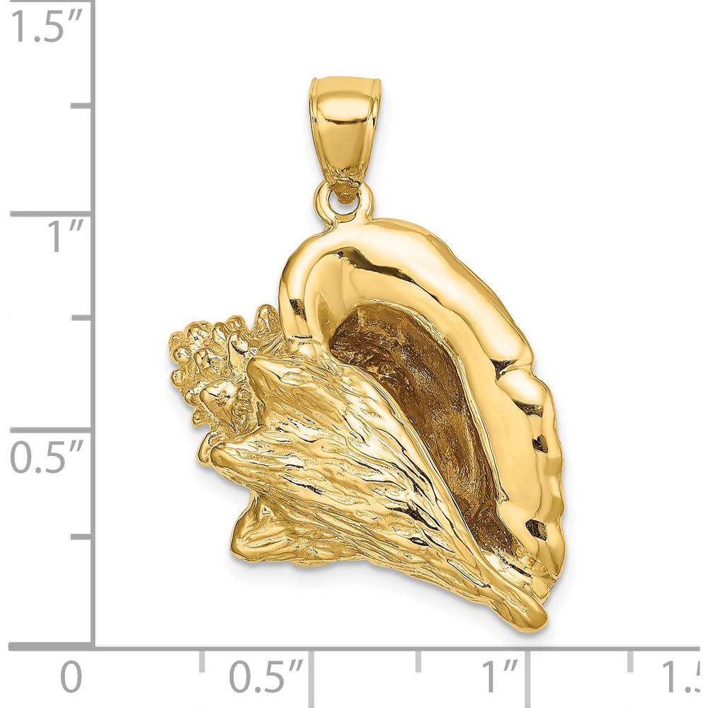 14K Yellow Gold Large 3D Conch Shell Pendant by Oro Pregiato
