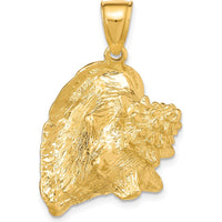 14K Yellow Gold Large 3D Conch Shell Pendant by Oro Pregiato