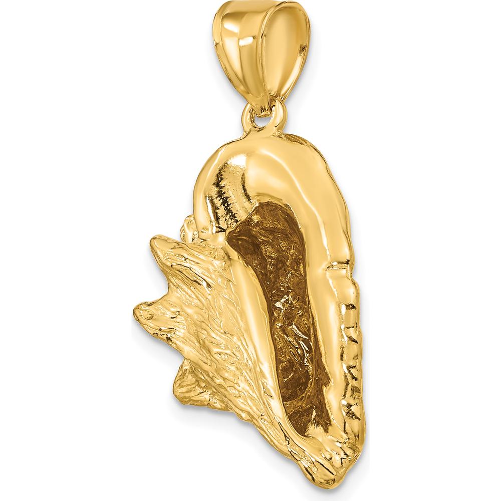 14K Yellow Gold Large 3D Conch Shell Pendant by Oro Pregiato
