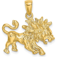 14K Yellow Gold Large 3D Leo Zodiac Charm - 23.5mm Width, Textured Lion Pendant by Oro Pregiato