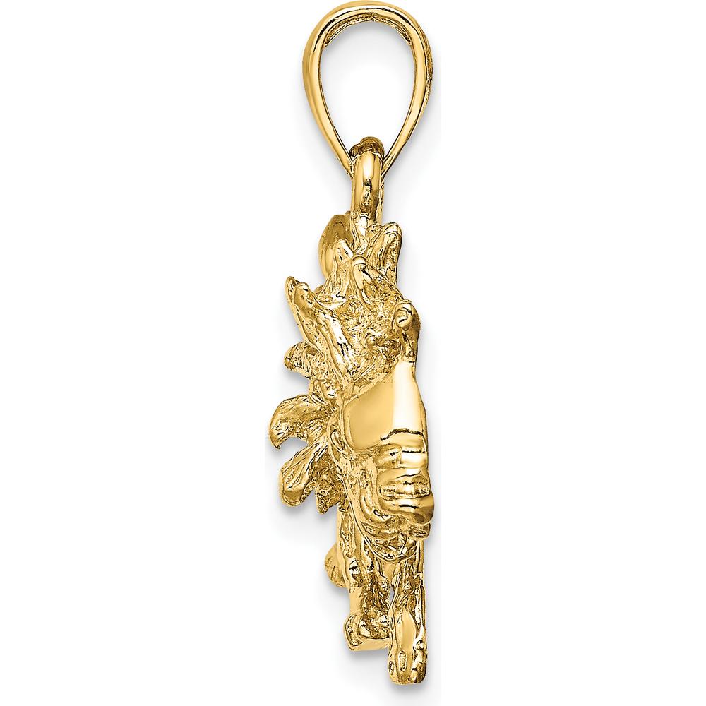 14K Yellow Gold Large 3D Leo Zodiac Charm - 23.5mm Width, Textured Lion Pendant by Oro Pregiato