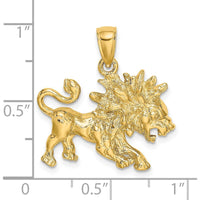 14K Yellow Gold Large 3D Leo Zodiac Charm - 23.5mm Width, Textured Lion Pendant by Oro Pregiato