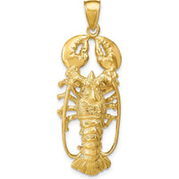 14K Yellow Gold Large 3D Lobster Pendant - 42mm Polished Finish by Oro Pregiato
