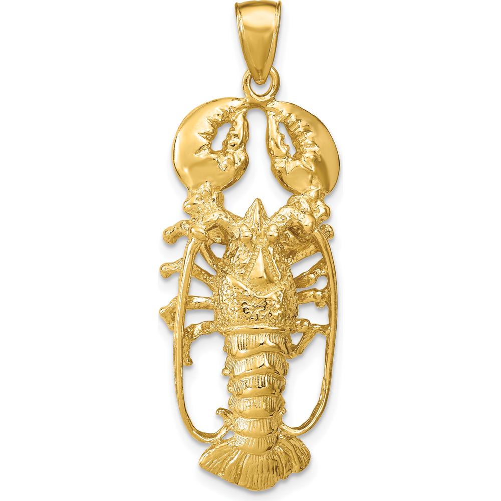 14K Yellow Gold Large 3D Lobster Pendant - 42mm Polished Finish by Oro Pregiato