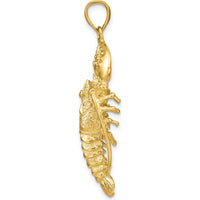 14K Yellow Gold Large 3D Lobster Pendant - 42mm Polished Finish by Oro Pregiato