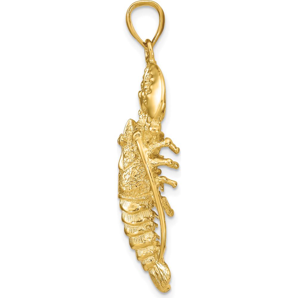 14K Yellow Gold Large 3D Lobster Pendant - 42mm Polished Finish by Oro Pregiato