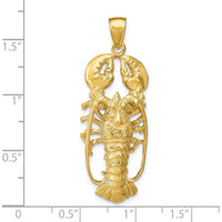 14K Yellow Gold Large 3D Lobster Pendant - 42mm Polished Finish by Oro Pregiato