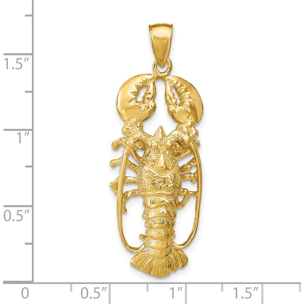 14K Yellow Gold Large 3D Lobster Pendant - 42mm Polished Finish by Oro Pregiato