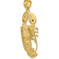 14K Yellow Gold Large 3D Lobster Pendant - 42mm Polished Finish by Oro Pregiato