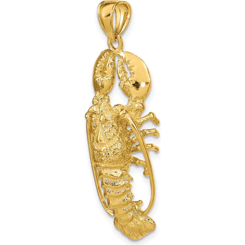 14K Yellow Gold Large 3D Lobster Pendant - 42mm Polished Finish by Oro Pregiato