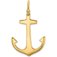 14K Yellow Gold Large 3D Polished Anchor Pendant by Oro Pregiato