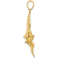 14K Yellow Gold Large 3D Polished and Satin Sailfish Pendant by Oro Pregiato