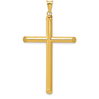 14K Yellow Gold Large 3D Polished Hollow Cross Pendant - 58mm Length by Oro Pregiato
