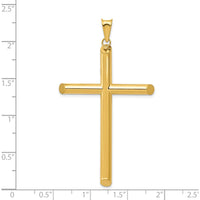 14K Yellow Gold Large 3D Polished Hollow Cross Pendant - 58mm Length by Oro Pregiato