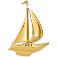 14K Yellow Gold Large 3D Sailboat Pendant with Moveable Sail Omega Slide - 52.8mm by Oro Pregiato