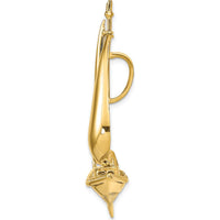14K Yellow Gold Large 3D Sailboat Pendant with Moveable Sail Omega Slide - 52.8mm by Oro Pregiato
