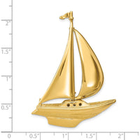 14K Yellow Gold Large 3D Sailboat Pendant with Moveable Sail Omega Slide - 52.8mm by Oro Pregiato
