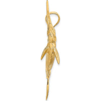 14K Yellow Gold Large 3D Satin and Polished Marlin Pendant by Oro Pregiato