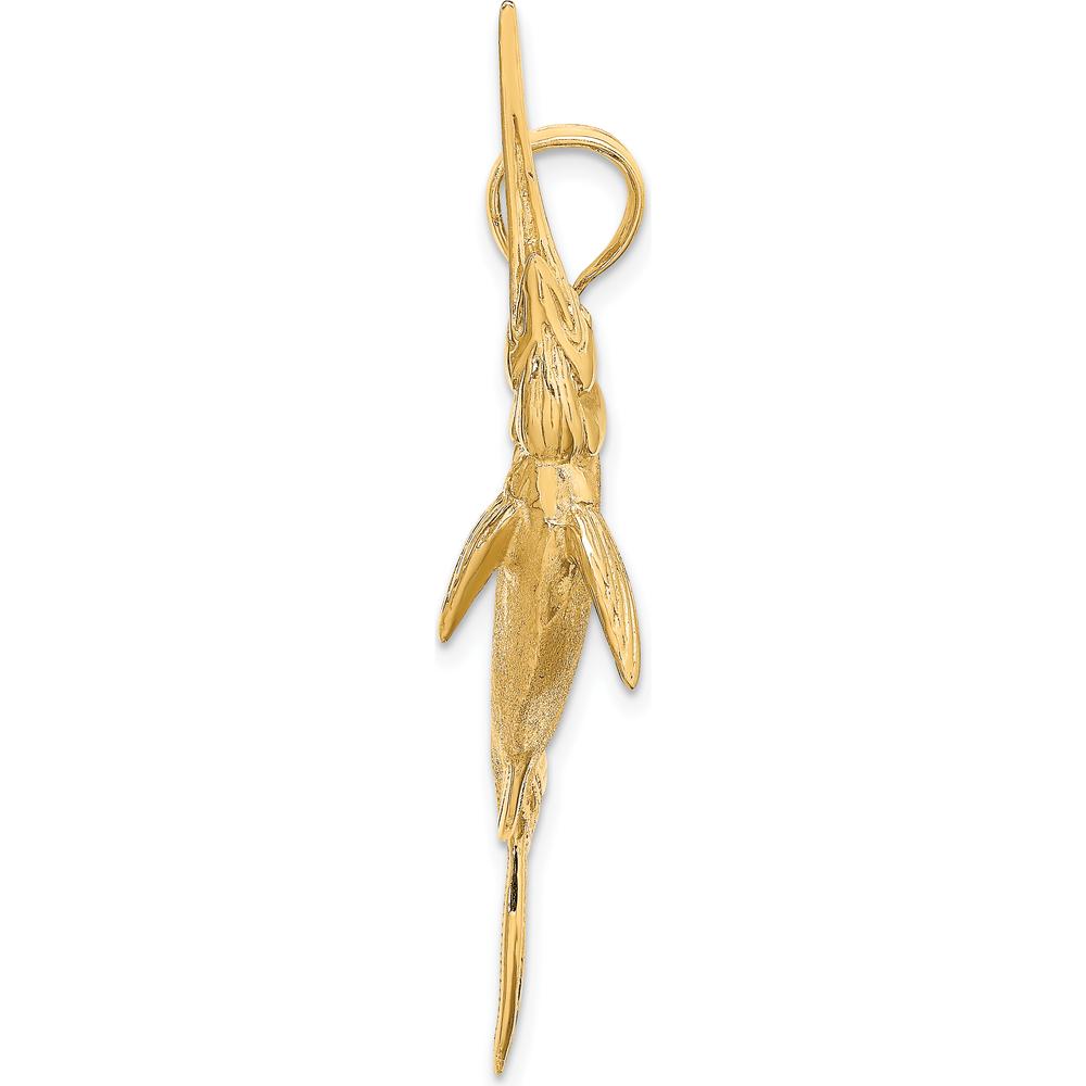 14K Yellow Gold Large 3D Satin and Polished Marlin Pendant by Oro Pregiato