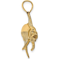 14K Yellow Gold Large 3D Swordfish Pendant with Polished and Satin Finish by Oro Pregiato