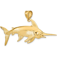 14K Yellow Gold Large 3D Swordfish Pendant with Polished and Satin Finish by Oro Pregiato