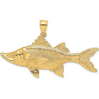14K Yellow Gold Large 3D Tarpon Fish Pendant with Polished and Textured Detailing by Oro Pregiato