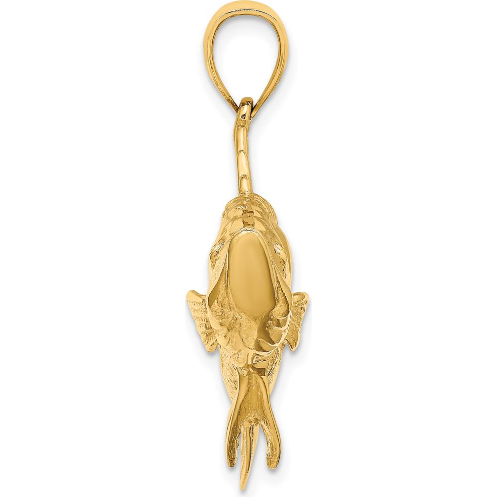 14K Yellow Gold Large 3D Tarpon Fish Pendant with Polished and Textured Detailing by Oro Pregiato