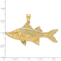 14K Yellow Gold Large 3D Tarpon Fish Pendant with Polished and Textured Detailing by Oro Pregiato