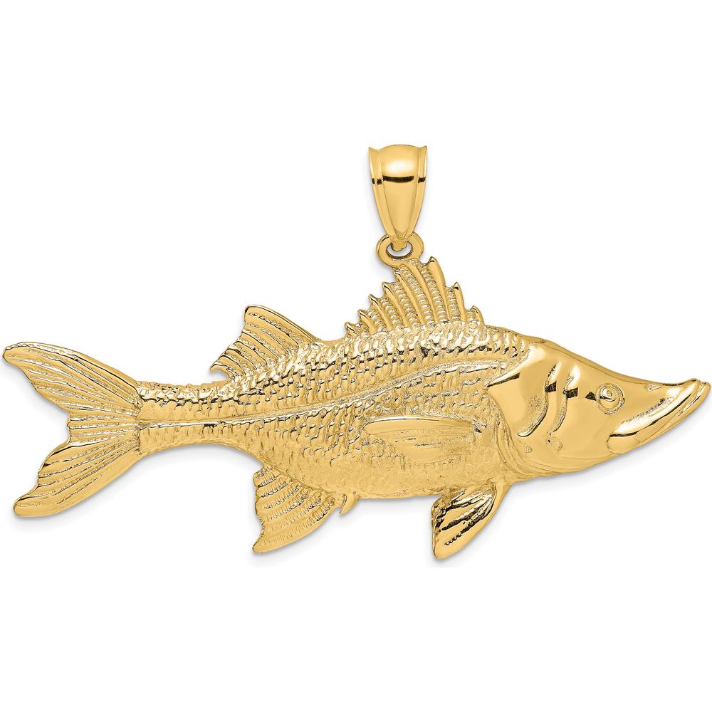 14K Yellow Gold Large 3D Tarpon Fish Pendant with Polished and Textured Detailing by Oro Pregiato
