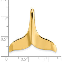 14K Yellow Gold Large 3D Whale Tail Omega Slide Pendant with Hidden Bail by Oro Pregiato
